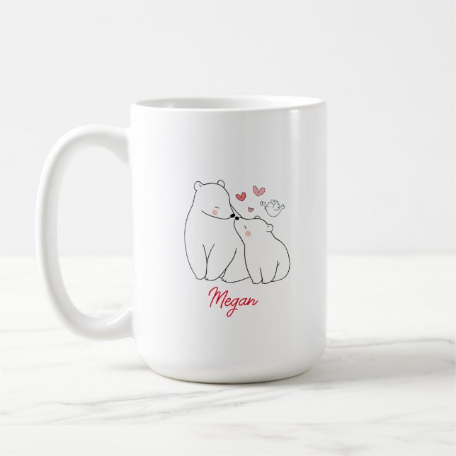 Minsta Personlig för björnhjärnen mamma och Baby Kaffemugg (Vänster)