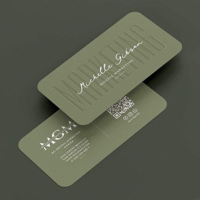 Minsta Professionell för elegant Marknadsföring Visitkort (Elegant Marketing Minimal Professional Sage Business Card
)
