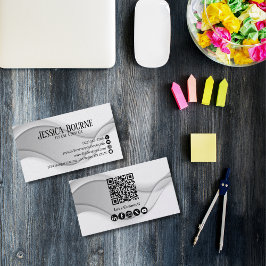 Minsta Professionell QR-kod Vit Silver Visitkort