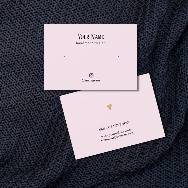 Minsta Ro Faux Guld Heart EarrCard för Elegant Visitkort (Skapare uppladdad)