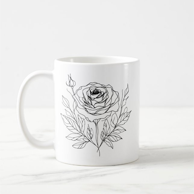minsta ro-konst teckning i svartvitt kaffemugg (Vänster)