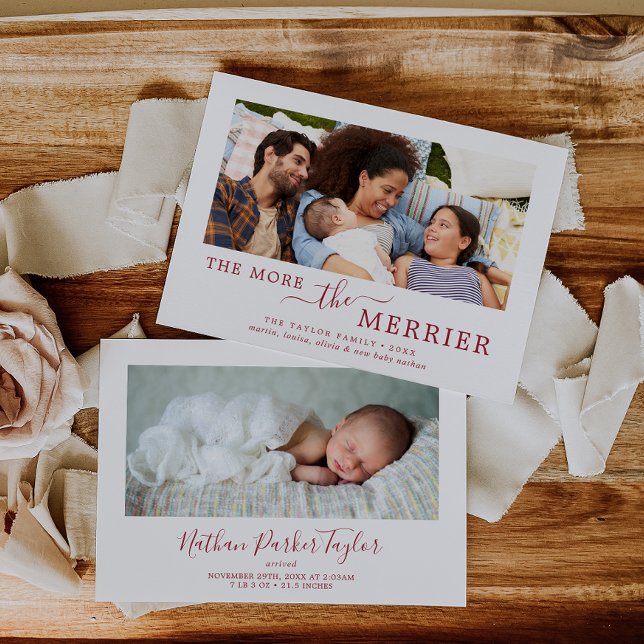 Minsta röda mer i meddelandet om Merrier Birth Julkort (Skapare uppladdad)