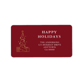 Minsta röda Returadressen Guld Julgran Adressetikett