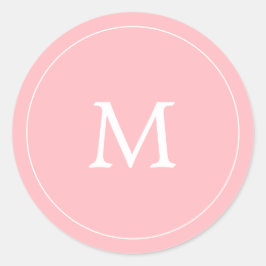 minsta rosa av pastelltyp, enkel monogram bröllop runt klistermärke