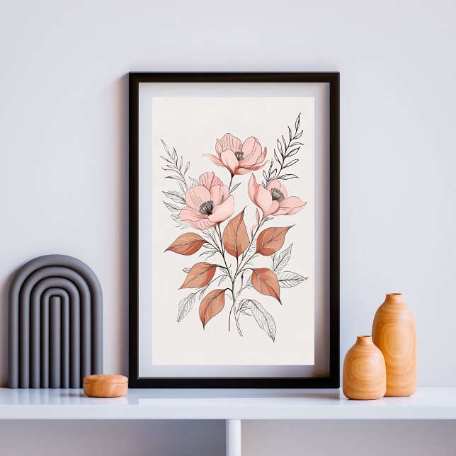 Minsta Rosa Blommar Botaniskt Art Skriv ut III Poster (Skapare uppladdad)