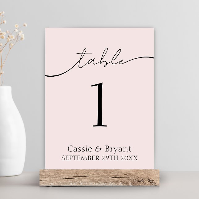 Minsta  Rosa Bröllop Bordsnummer (Rustic Chic Blush Pink Wedding Table Number Cards)