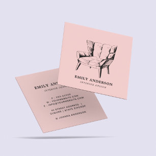 Minsta Rosa-stolsdesigner i Insida Fyrkantigt Visitkort