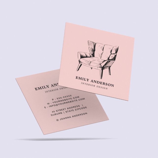 Minsta  Rosa-stolsdesigner i Insida Fyrkantigt Visitkort (Skapare uppladdad)