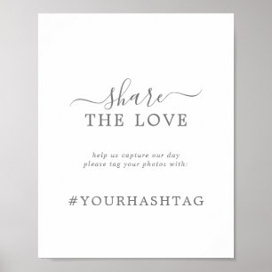 Minsta Silver Hashtag-signalen Kärlek Bröllop Poster