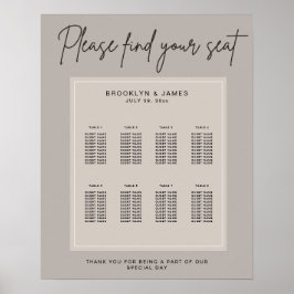 Minsta sittplatsplan för Bröllop - hitta ditt säte Poster