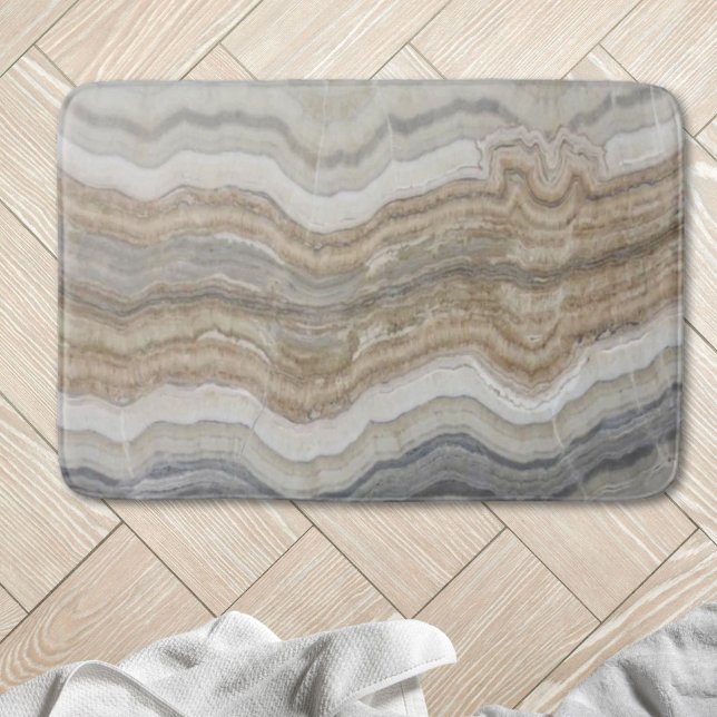 minsta skandinaviska brun grått-marmor badrumsmatta (minimalist scandinavian granite brown grey marble bath mat)