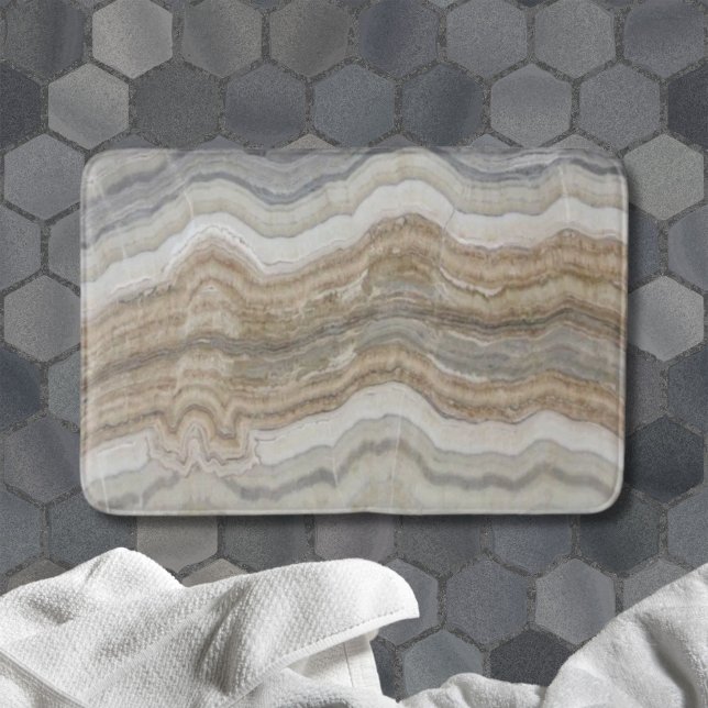 minsta skandinaviska brun grått-marmor badrumsmatta (minimalist scandinavian granite brown grey marble bath mat)