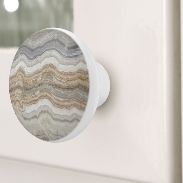 minsta skandinaviska brun grått-marmor knopp (minimalist scandinavian granite brown grey marble ceramic knob)