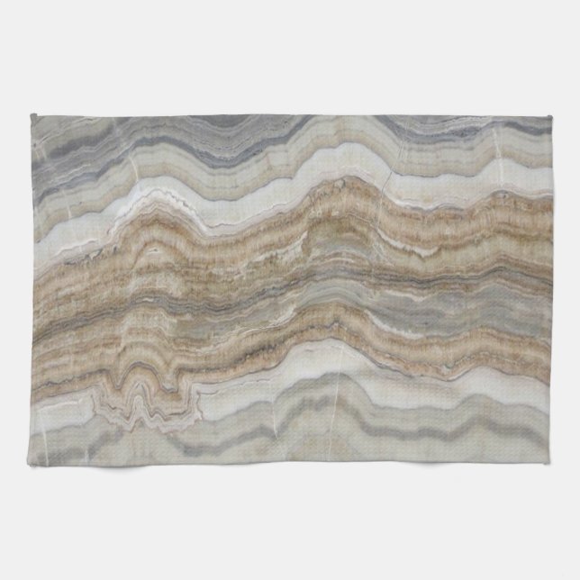 minsta skandinaviska brun grått-marmor kökshandduk (Horisontell)