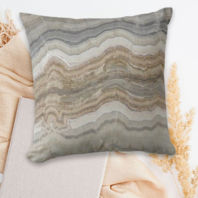 minsta skandinaviska brun grått-marmor kudde (minimalist scandinavian granite brown beige grey marble throw pillow)
