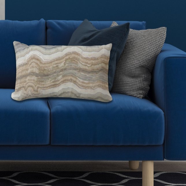 minsta skandinaviska brun grått-marmor lumbarkudde (minimalist scandinavian granite brown grey marble lumbar pillow)