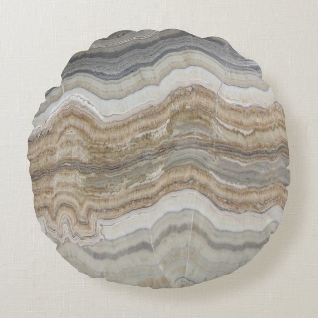 minsta skandinaviska brun grått-marmor rund kudde (Framsidan)