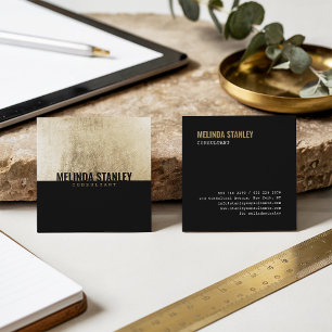 Minsta svarta chic guld-folie elegant färg-block fyrkantigt visitkort