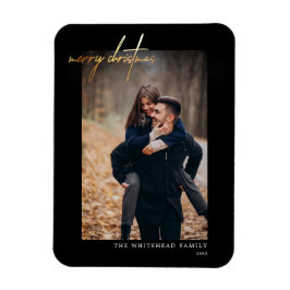 Minsta svarta God jul-kort i Guld Magnet