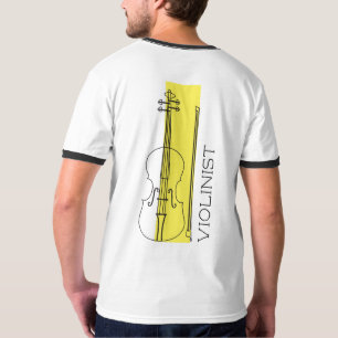 Minsta svarta kontur för fiol + gult Violinist T Shirt