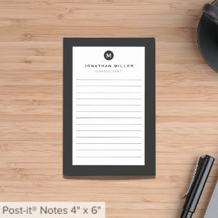 Minsta svarta monogram, limmad post-it block