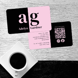 Minsta svarta Rosa-mediet med QR-kod Social Visitkort