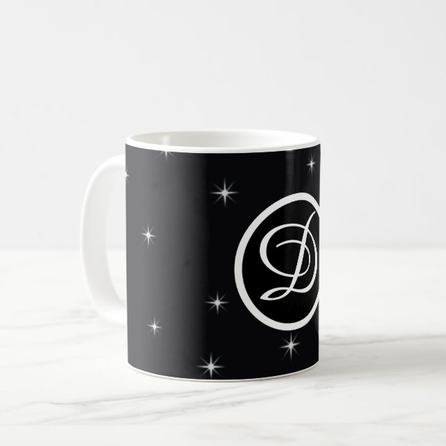 Minsta svartvit elegant kaffemugg (Framsida vänster)