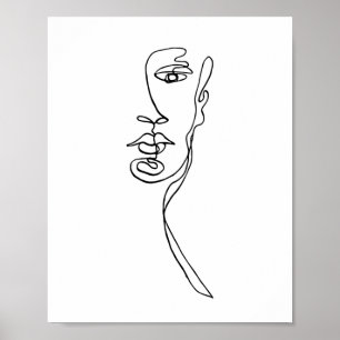 Minsta utskrift av Ansikte Line teckning Poster