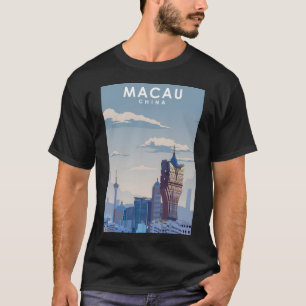 Minsta Vintage för Macao Travel Poster-teckentabel T Shirt