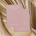 Minsta Visning för juvelyr i Dusty Ro Visitkort<br><div class="desc">Skapa egna produktkort för smycken anpassningsbar. Lägg bara till dina uppgifter om produktförpackningar för personlig. Modern minimalistisk typografi i dammig ro färg.</div>