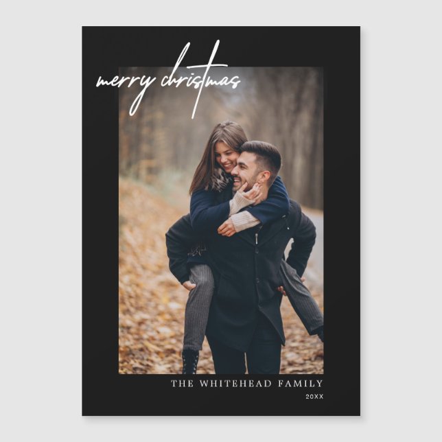 Minsta vita God jul-svarta magnetiskt kort (Framsida)