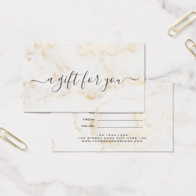 Minsta vita guldmarmor Elegant presentcertifikat Visitkort (Kontor)
