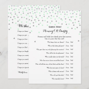 Mint 2x Baby Shower Games Önskemål Gissa vem Inbjudningar
