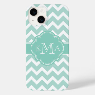 Mint and Aqua Chevron Anpassningsbar Monogram
