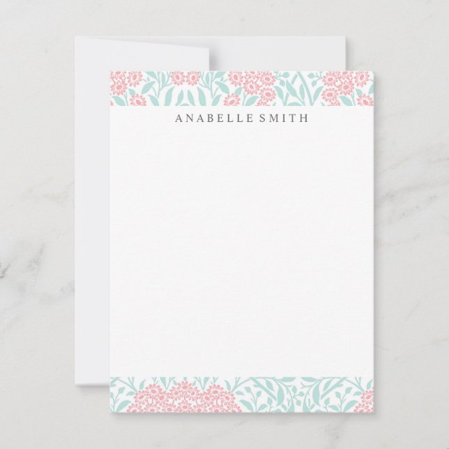 Mint and Coral Blommigt Damask Pattern (Framsida)