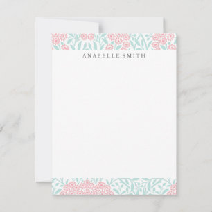 Mint and Coral Blommigt Damask Pattern