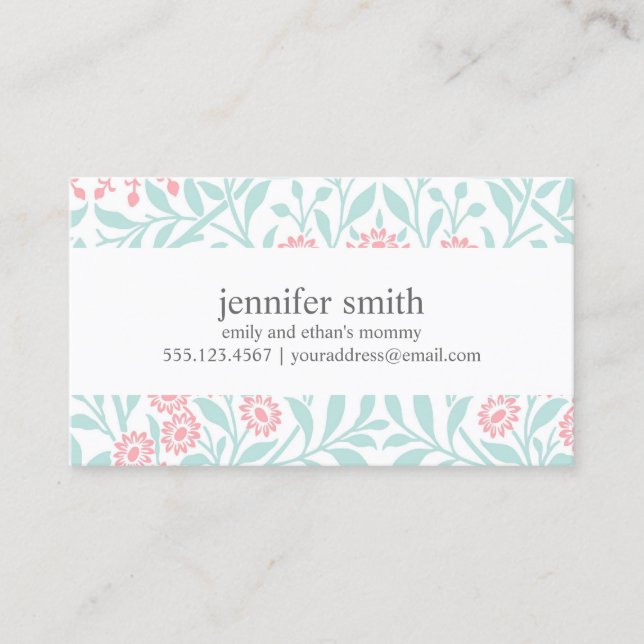 Mint and Coral Blommigt Damask Pattern (Framsida)