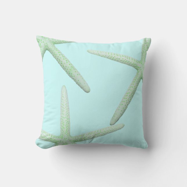 Mint and Grönt Starfish Coastal Decor Pillow Kudde (Framsida)