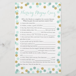 Mint and Guld Baby Shower Nursery Rhyme Quiz