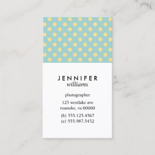 Mint and Guld Faux Glitter Dots Visitkort
