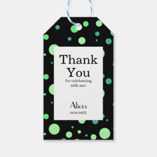 Mint and Jade Grönt Polka Dot Black Tack Presentetikett