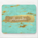 Mint and Marble with Gold Foil and Glitter Musmatta<br><div class="desc">Mint Teal Blue och Marble with Gold Foil and Glitter Elegant Monogram Namn Mousepad. Det här fodral kan anpassas så att det inkluderar ditt första namn.</div>