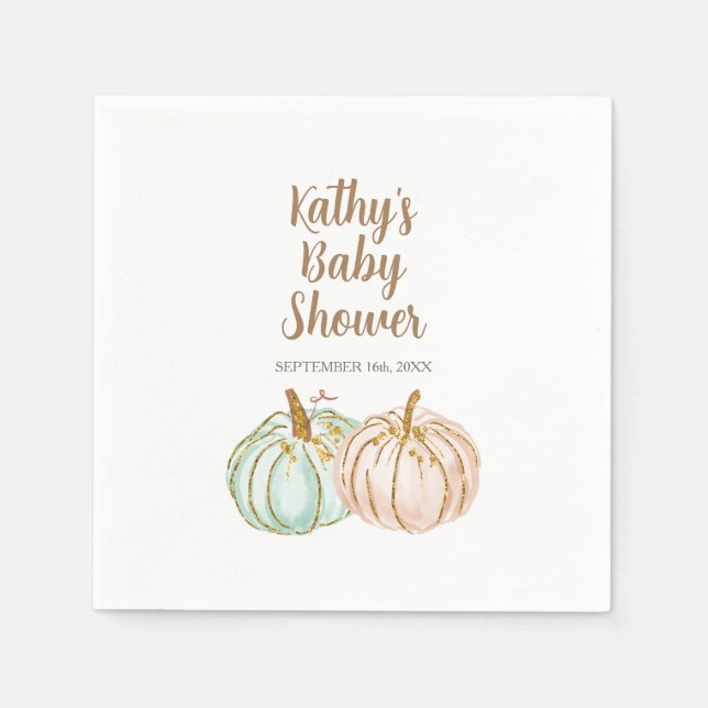 Mint and Peach Pumpkin Guld Cocktail Pappra Napkin Pappersservett (Framsidan)