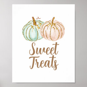 Mint and Peach Pumpkin Guld Sweet Treats-tecken Poster