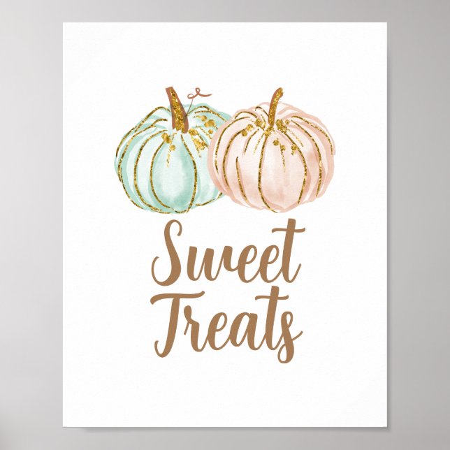 Mint and Peach Pumpkin Guld Sweet Treats-tecken Poster (Framsidan)