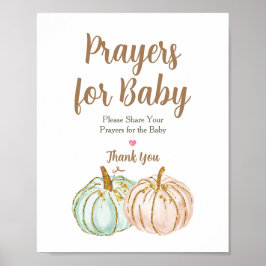 Mint and Peach Pumpkin Prayers for Baby Sign Poster