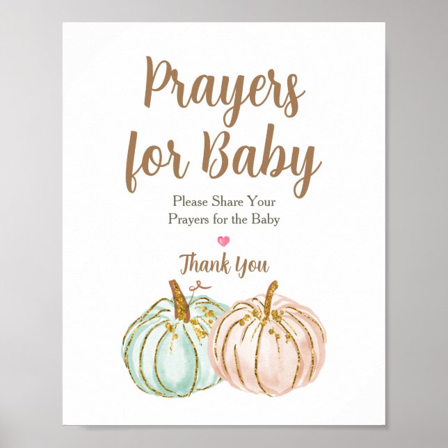 Mint and Peach Pumpkin Prayers for Baby Sign Poster (Framsidan)