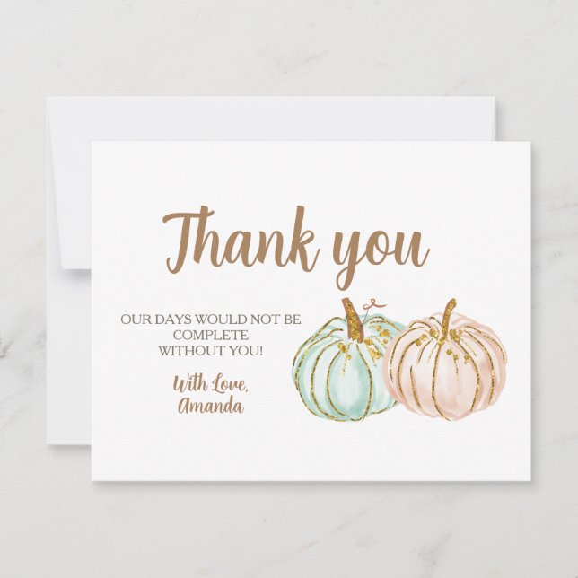 Mint and Peach Pumpkin Reveal (visa tack) Tack Kort (Framsida)