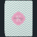 Mint and Rosa Chevron Anpassningsbar Monogram iPad Skydd<br><div class="desc">IPad-väskan med chicen för det akuta trendiget har en subppy zigzag chevron mönster-personlig med ditt monogram namn och börjar med en gigliquatrefoil ram. Klicka på Anpassa om du vill ändra typsnitt och färg för att skapa din egen unika design av ett slag.</div>