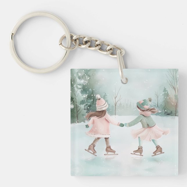 Mint and Rosa Girls Skating - Winter Scene (Framsidan)